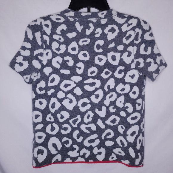 Anthropologie Sweater Womens XXS Grey White Cheetah Print Knit - Picture 5 of 10